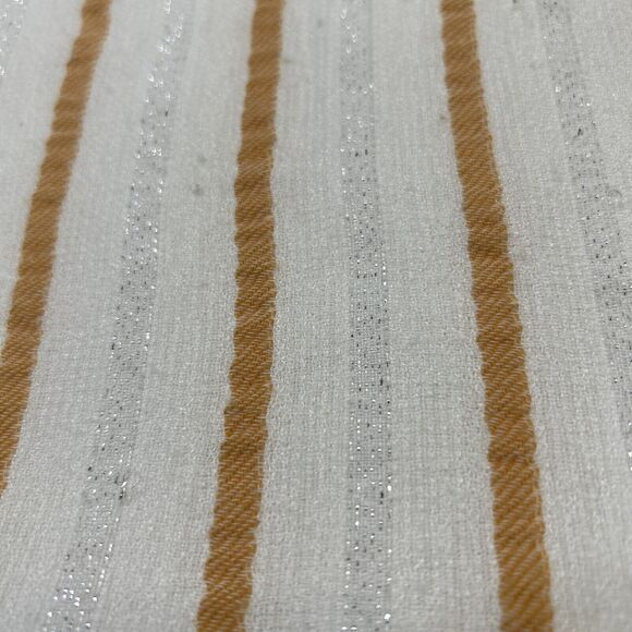 ZARA Women’s Medium Boxy V-Neck Striped Cotton Linen Blouse Orange White - Picture 7 of 9